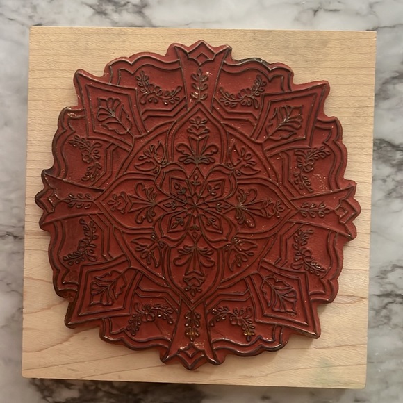 Holly Berry House Large Rubber Wooden Handmade Square Design Craft Stamp - Picture 4 of 5